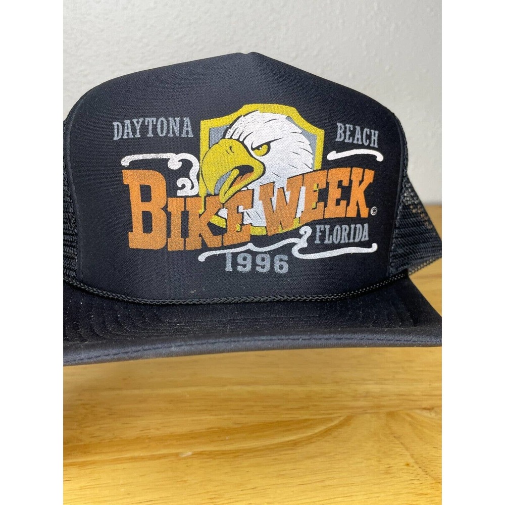 New Deadstock 1996 Eagle Daytona Beach Bike Week Snapback Cap Hat Black Florida
